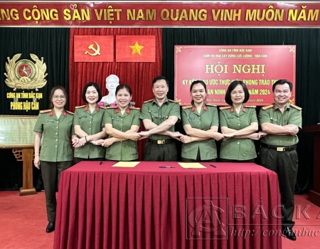 Đại tá Hà Trọng Trung, Phó Giám đốc Công an tỉnh chủ trì tại điểm cầu Công an tỉnh Bắc Kạn