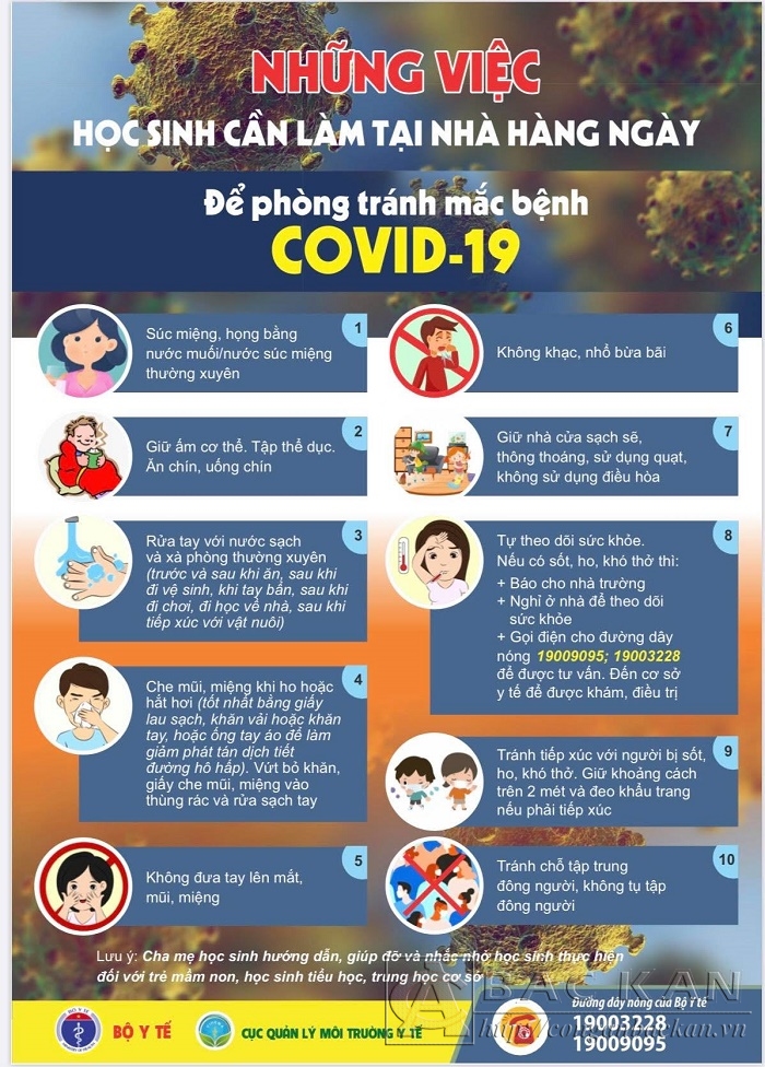 Học sinh làm gì để tránh mắc COVID-19 tại nhà, ký túc xá và trường học?