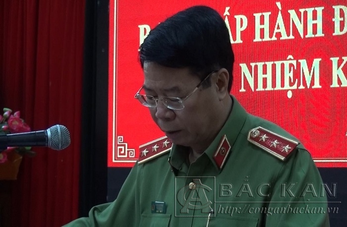 Thượng tướng Bùi Văn Nam- Ủy viên Trung ương Đảng, Thứ trưởng Bộ Công an phát biểu chỉ đạo tại buổi làm việc