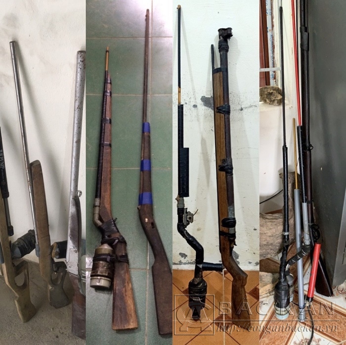 Một số súng tự chế Công an huyện Pác Nặm vận động giao nộp, thu giữ