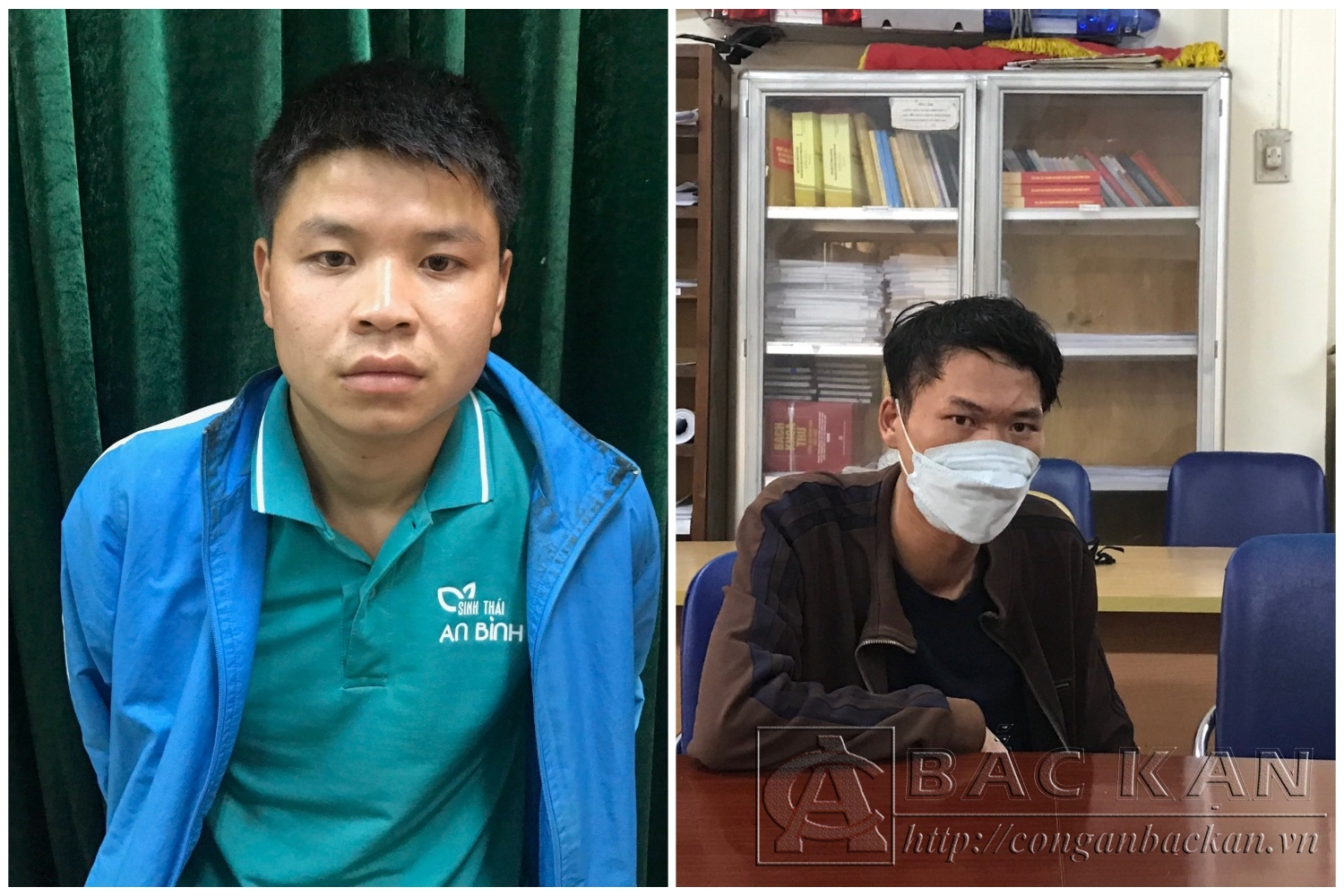 Hai đối tượng Chu Văn Cúc (áo đen), Chu Văn Quỳnh trong vụ tàng trữ trái phép 1,817 gam Heroine.