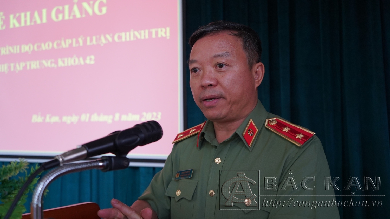 Trung tướng PGS.TS Phan Xuân Tuy, Giám đốc Học viện Chính trị Công an nhân dân phát biểu tại Lễ khai giảng