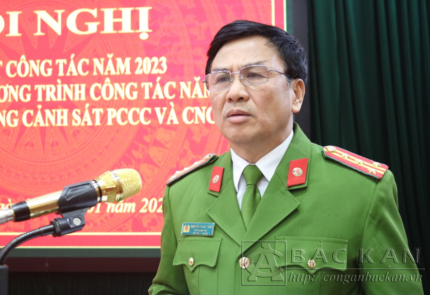 Ảnh 2 Đại tá Nguyễn Thanh Tuân Phó Giám đốc Công an tỉnh phát biểu chỉ đạo Hội Nghị