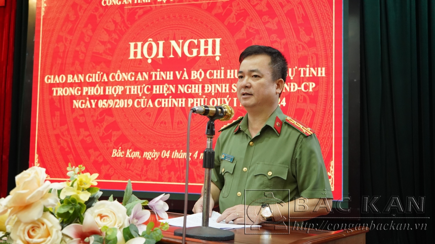 Đại tá Thăng Quang Huy, Phó Giám đốc Công an tỉnh phát biểu khai mạc.