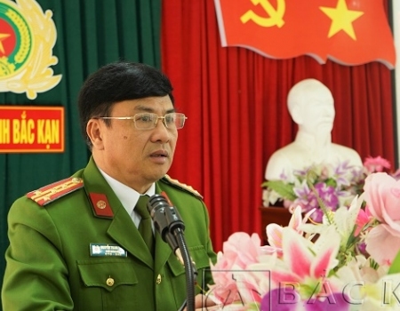 Đại tá Nguyễn Thanh Tuân – Phó Giám đốc Công an tỉnh phát biểu chỉ đạo lớp tập huấn
