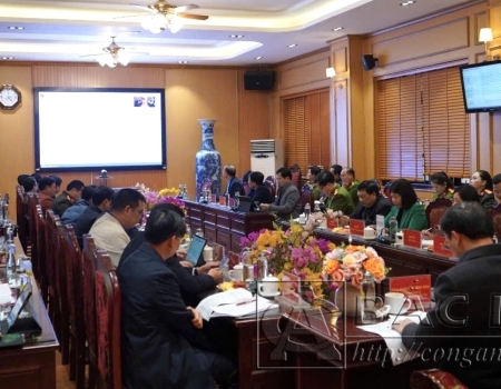 Các đại biểu dự tại điểm cầu Công an tỉnh Bắc Kạn