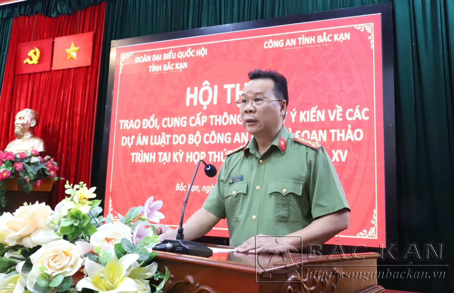 Đại tá Hà Văn Tuyên, Uỷ viên Ban Thường vụ Tỉnh uỷ, Giám đốc Công an tỉnh phát biểu khai mạc