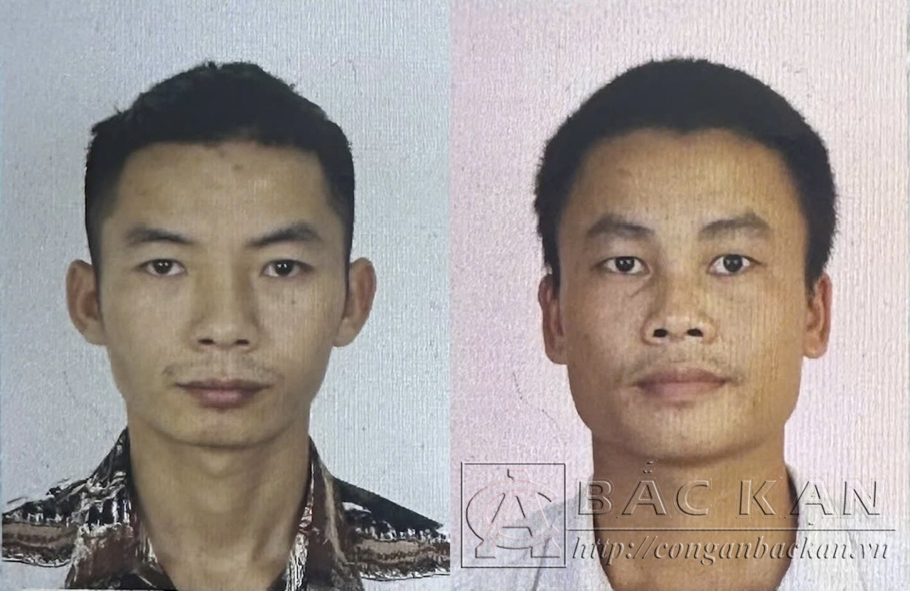 Đối tượng Hoàng Văn Trường và Trần Văn Quân (áo trắng)